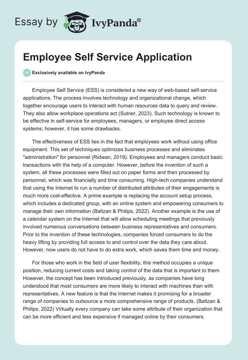 Employee Self Service Application. Page 1