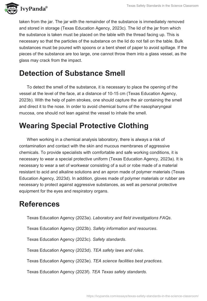 Texas Safety Standards in the Science Classroom. Page 2