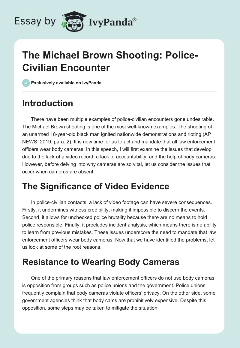 The Michael Brown Shooting: Police-Civilian Encounter. Page 1