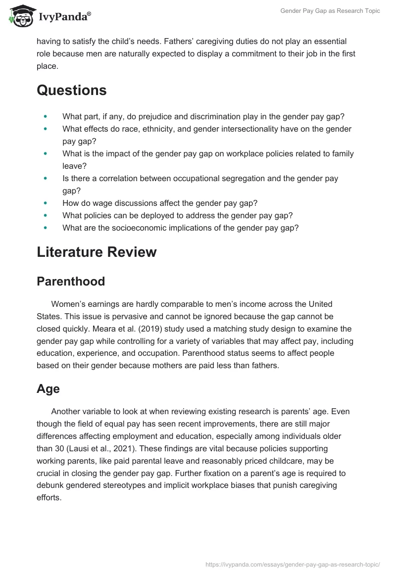 Gender Pay Gap as Research Topic. Page 2