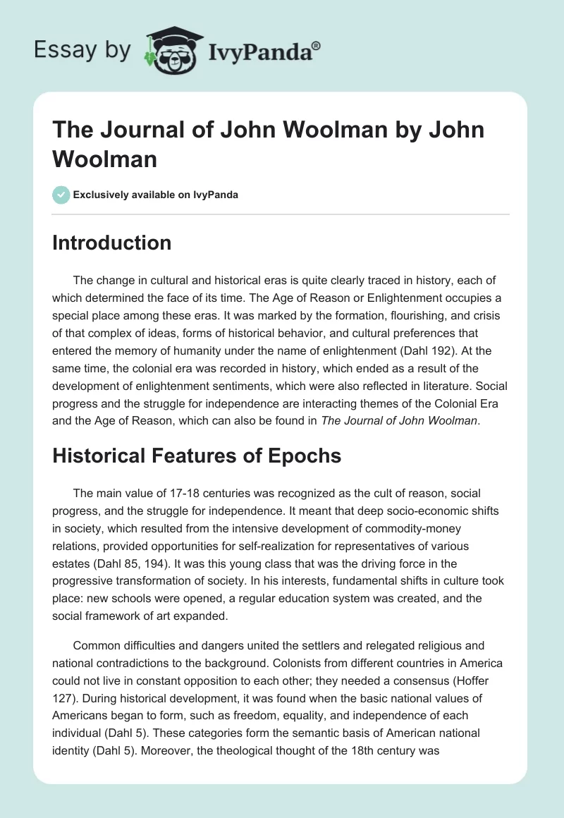 "The Journal of John Woolman" by John Woolman. Page 1