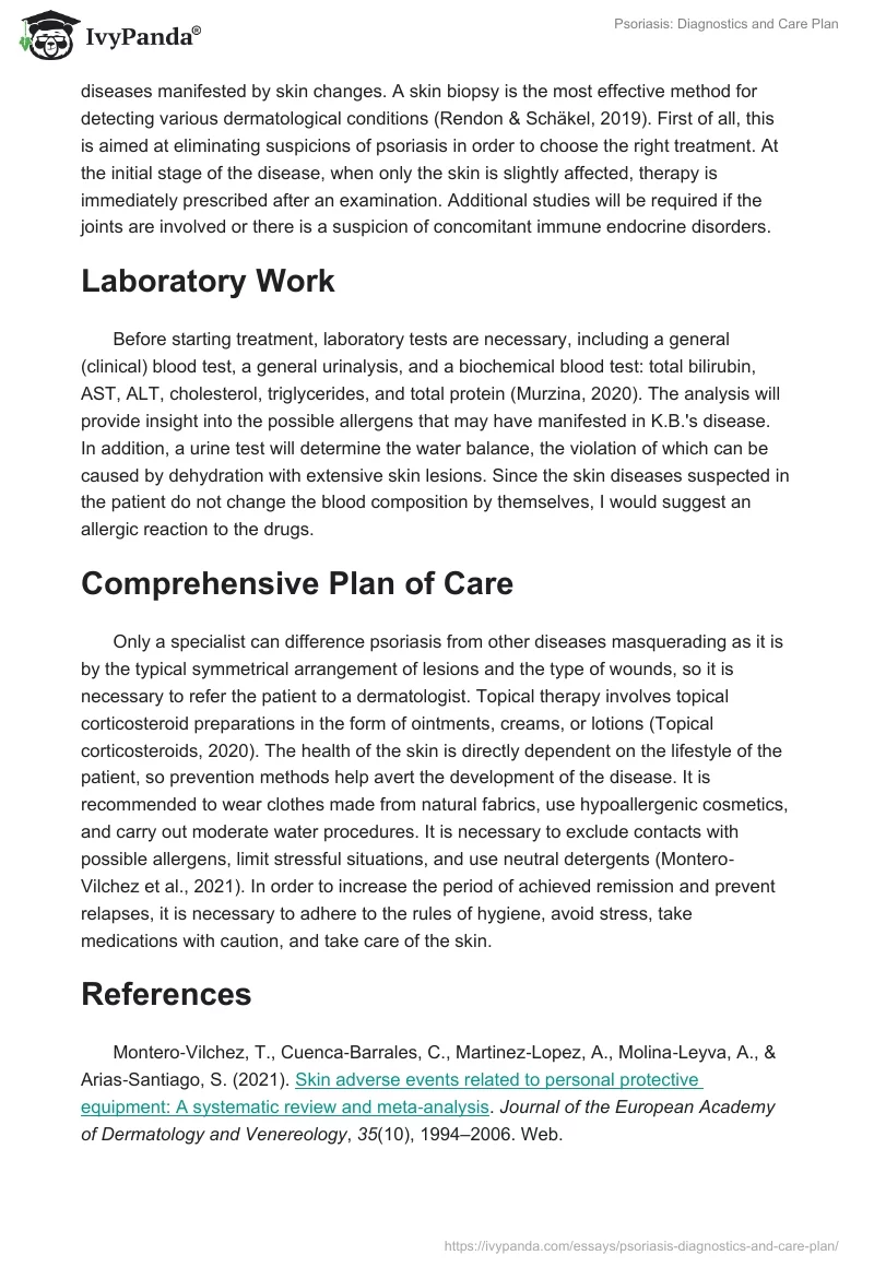Psoriasis: Diagnostics and Care Plan. Page 2