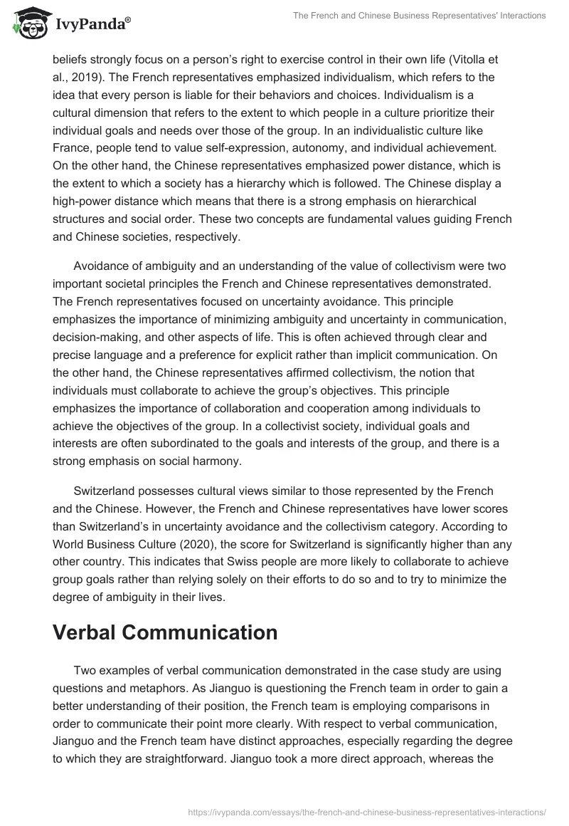 The French and Chinese Business Representatives' Interactions. Page 2