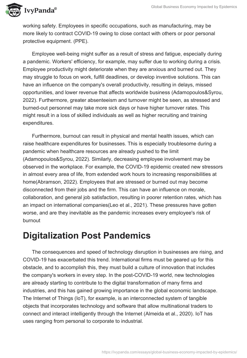 Global Business Economy Impacted by Epidemics. Page 4