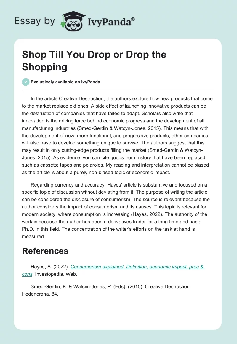 Shop Till You Drop or Drop the Shopping. Page 1