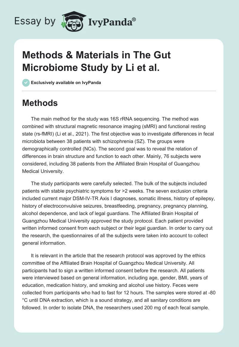 Methods & Materials in The Gut Microbiome Study by Li et al.. Page 1