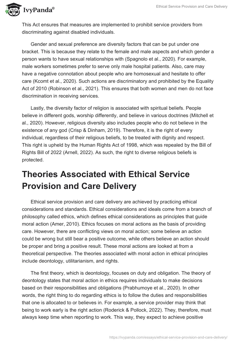 Ethical Service Provision and Care Delivery. Page 3