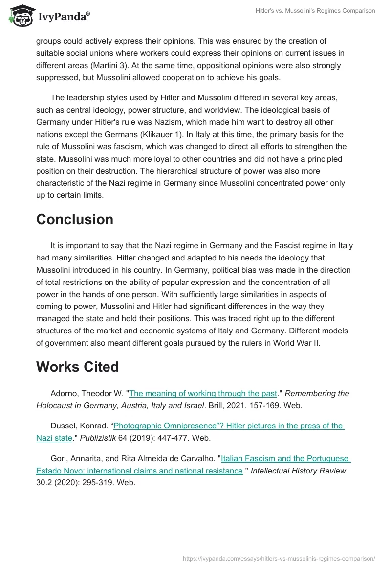 Hitler's vs. Mussolini's Regimes Comparison. Page 4