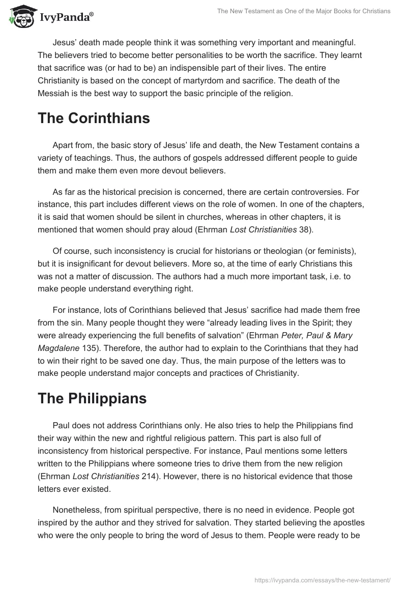The New Testament as One of the Major Books for Christians. Page 2