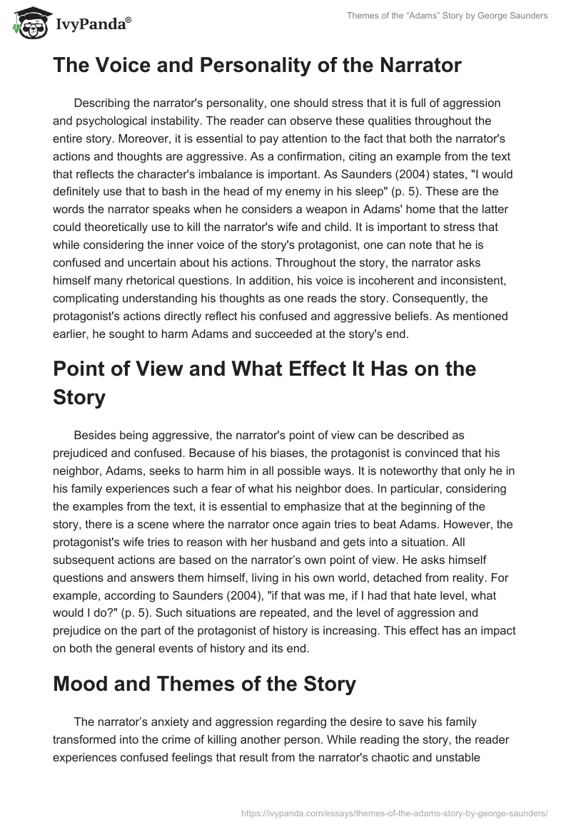 Themes of the “Adams” Story by George Saunders. Page 2