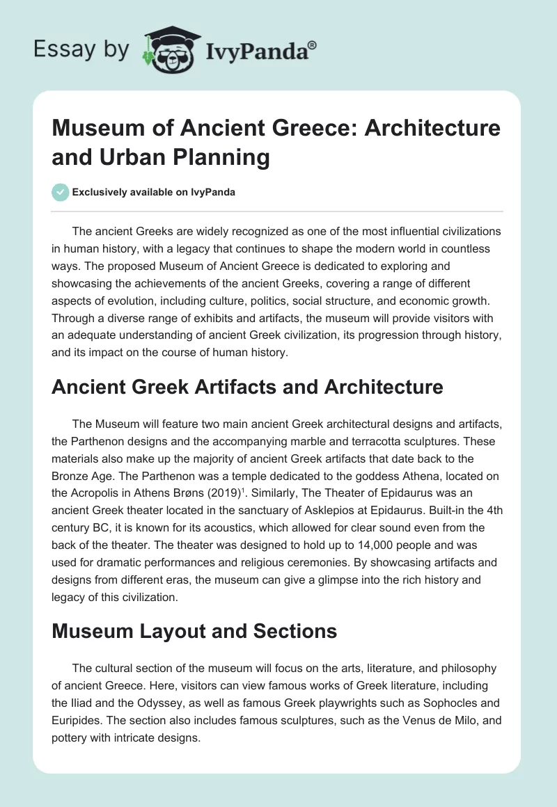 Museum of Ancient Greece: Architecture and Urban Planning. Page 1