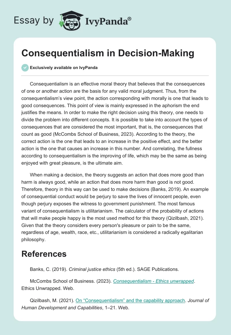 Consequentialism in Decision-Making. Page 1