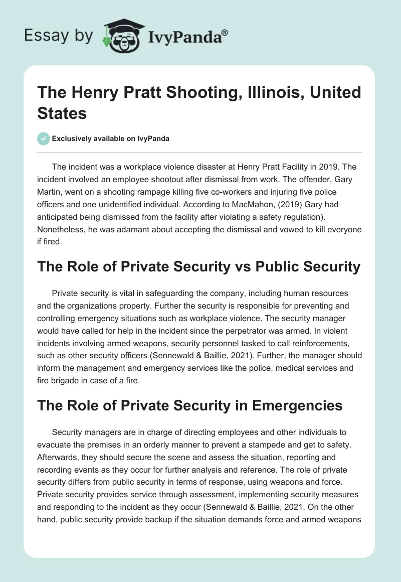 The Henry Pratt Shooting, Illinois, United States. Page 1