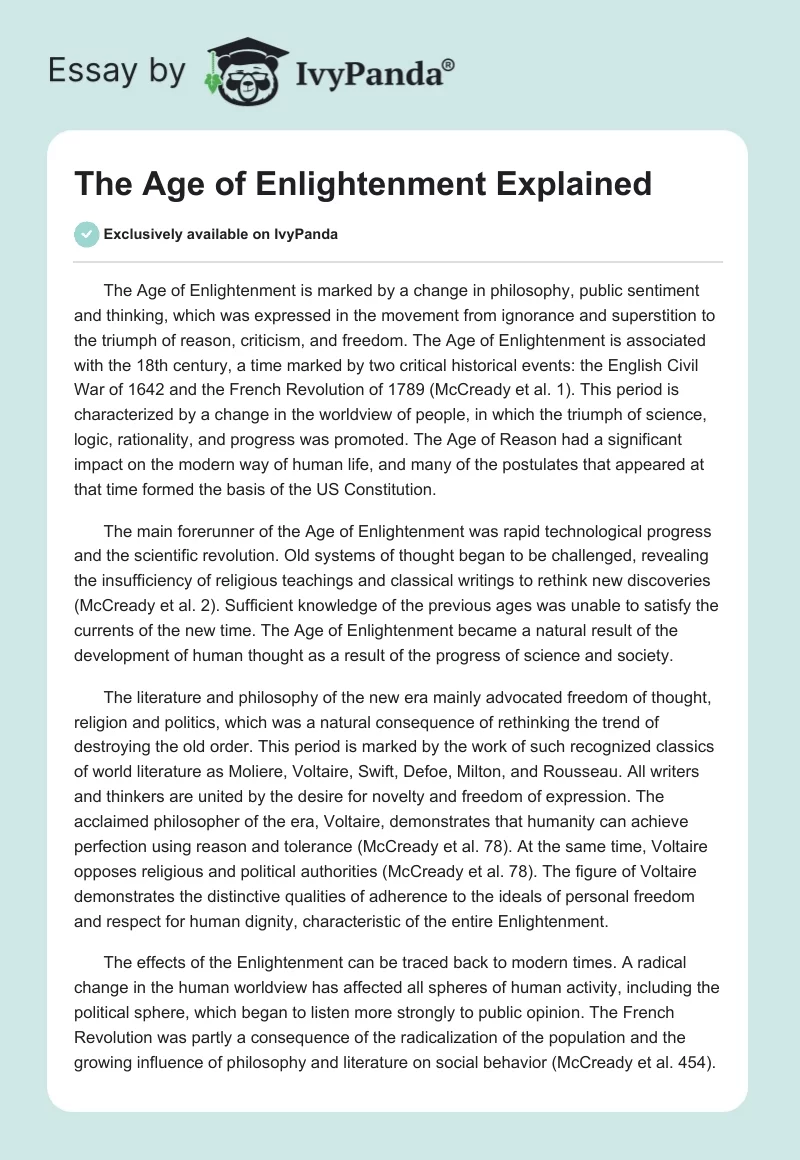 The Age of Enlightenment Explained. Page 1