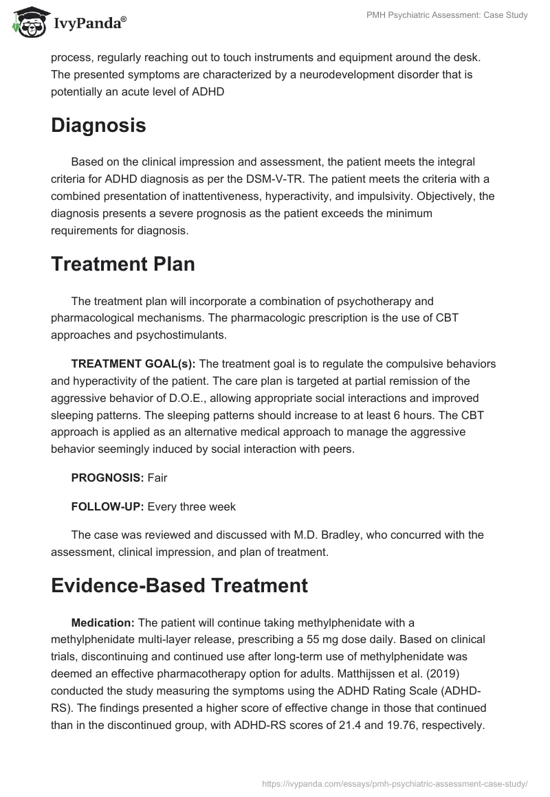 PMH Psychiatric Assessment: Case Study. Page 4