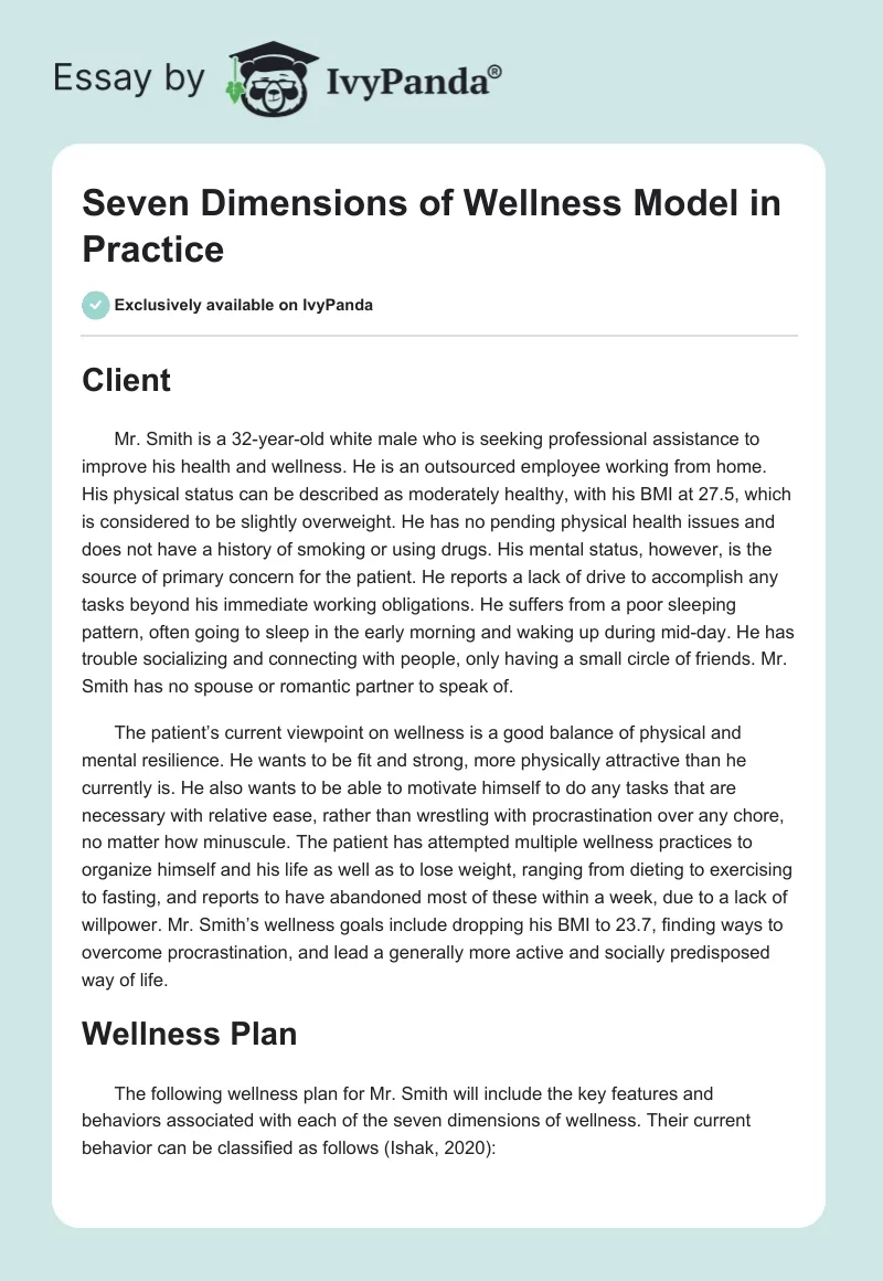 Seven Dimensions of Wellness Model in Practice. Page 1