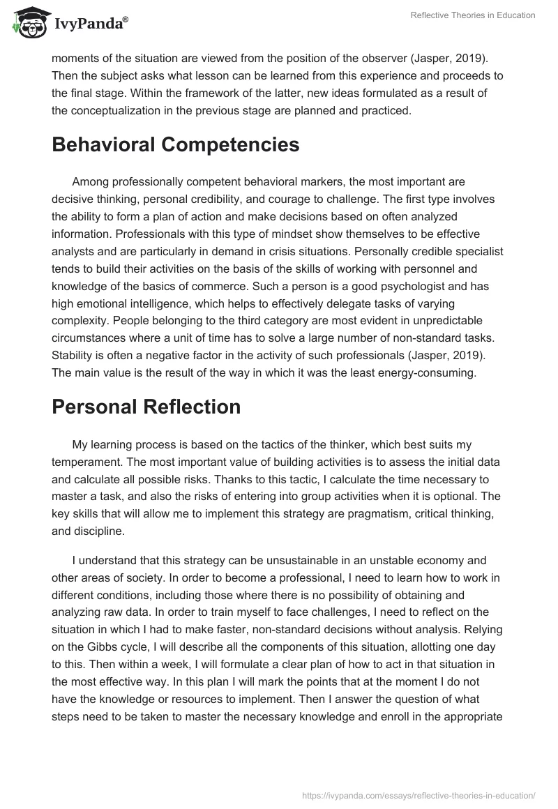 Reflective Theories in Education. Page 2