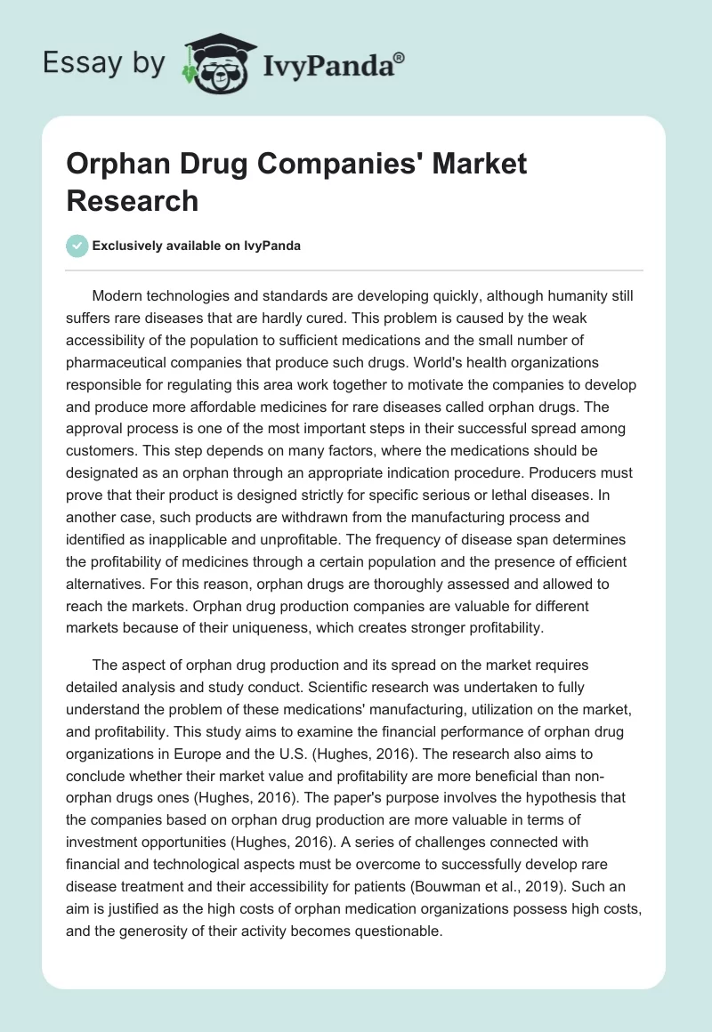 Orphan Drug Companies' Market Research. Page 1