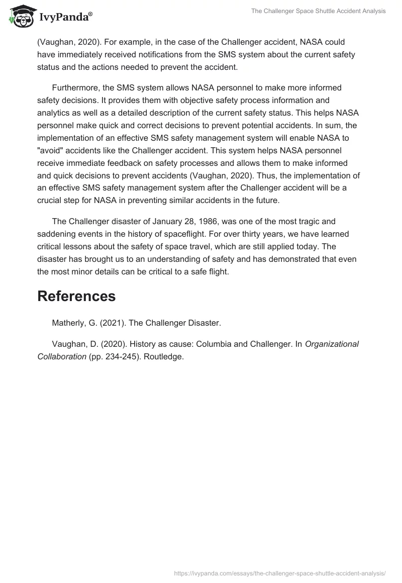 The Challenger Space Shuttle Accident Analysis. Page 2