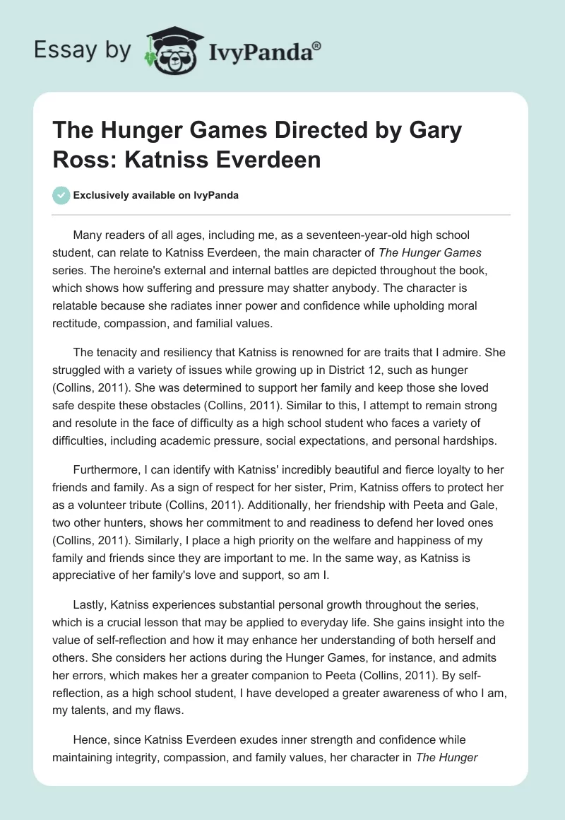 "The Hunger Games" Directed by Gary Ross: Katniss Everdeen. Page 1