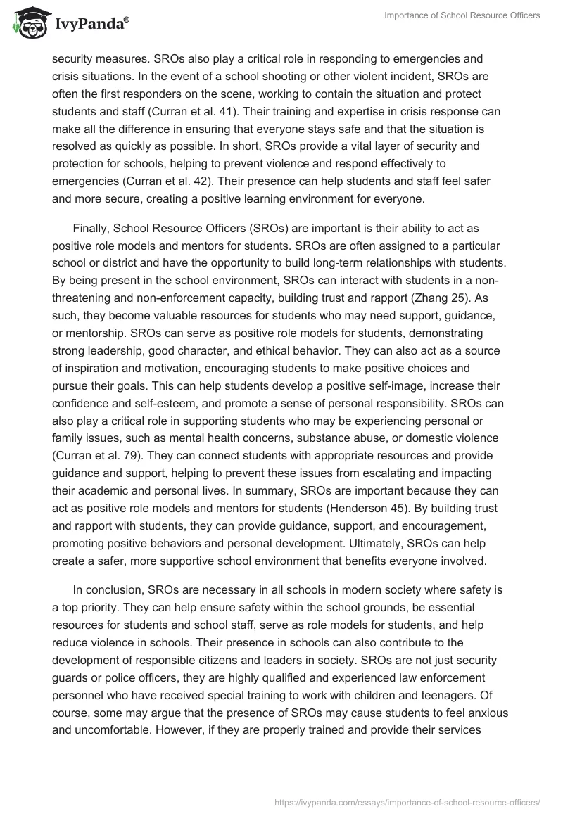 Importance of School Resource Officers. Page 2