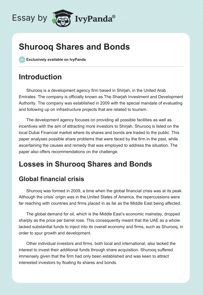 Shurooq Shares and Bonds. Page 1