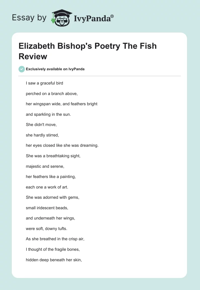 Elizabeth Bishop's Poetry "The Fish" Review. Page 1