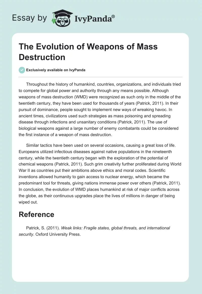 The Evolution of Weapons of Mass Destruction. Page 1