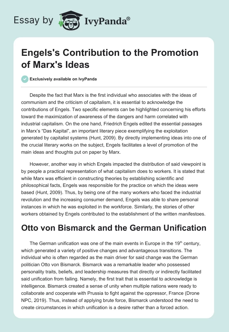 Engels's Contribution to the Promotion of Marx's Ideas. Page 1