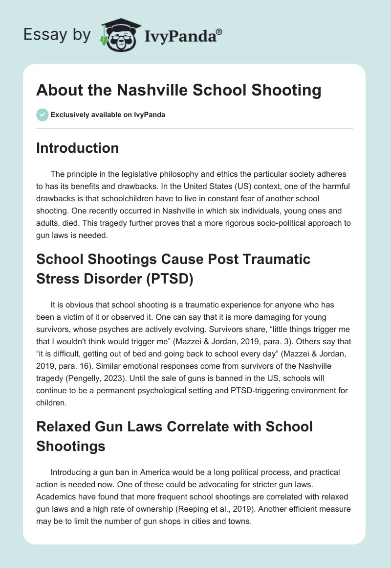About the Nashville School Shooting. Page 1