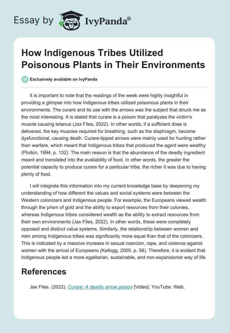How Indigenous Tribes Utilized Poisonous Plants in Their Environments. Page 1