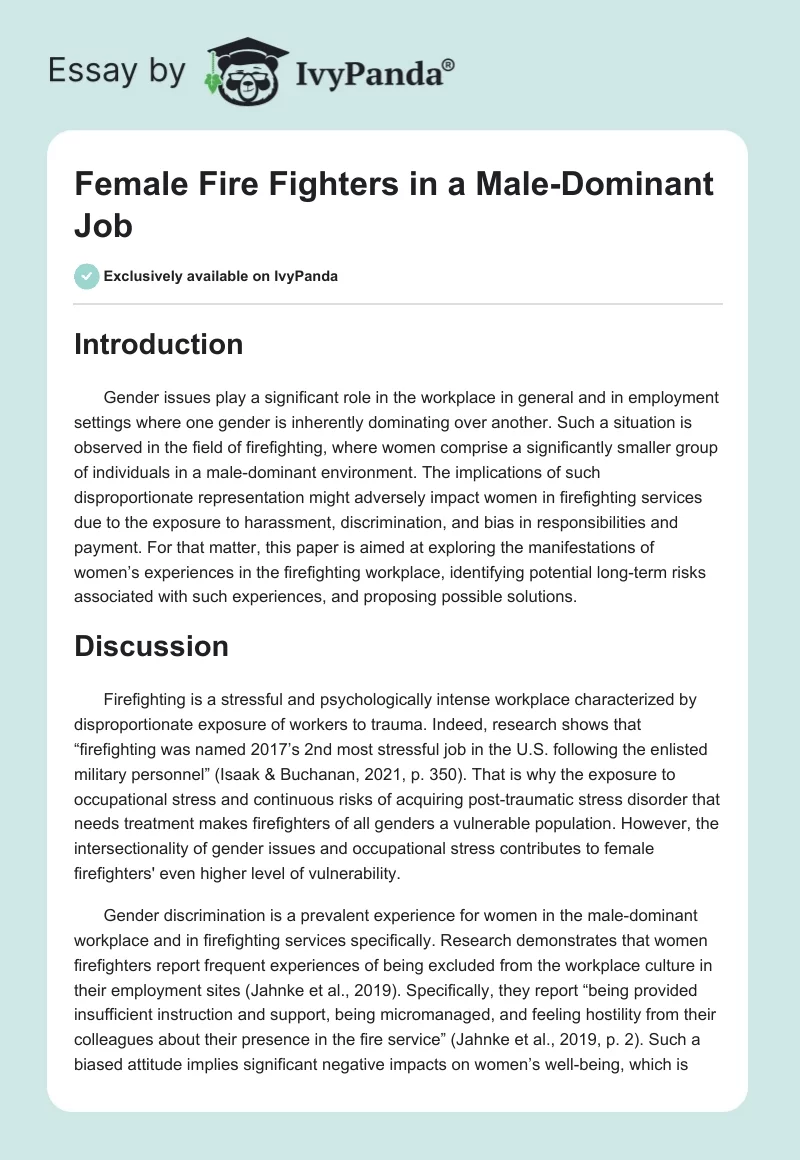 Female Fire Fighters in a Male-Dominant Job. Page 1