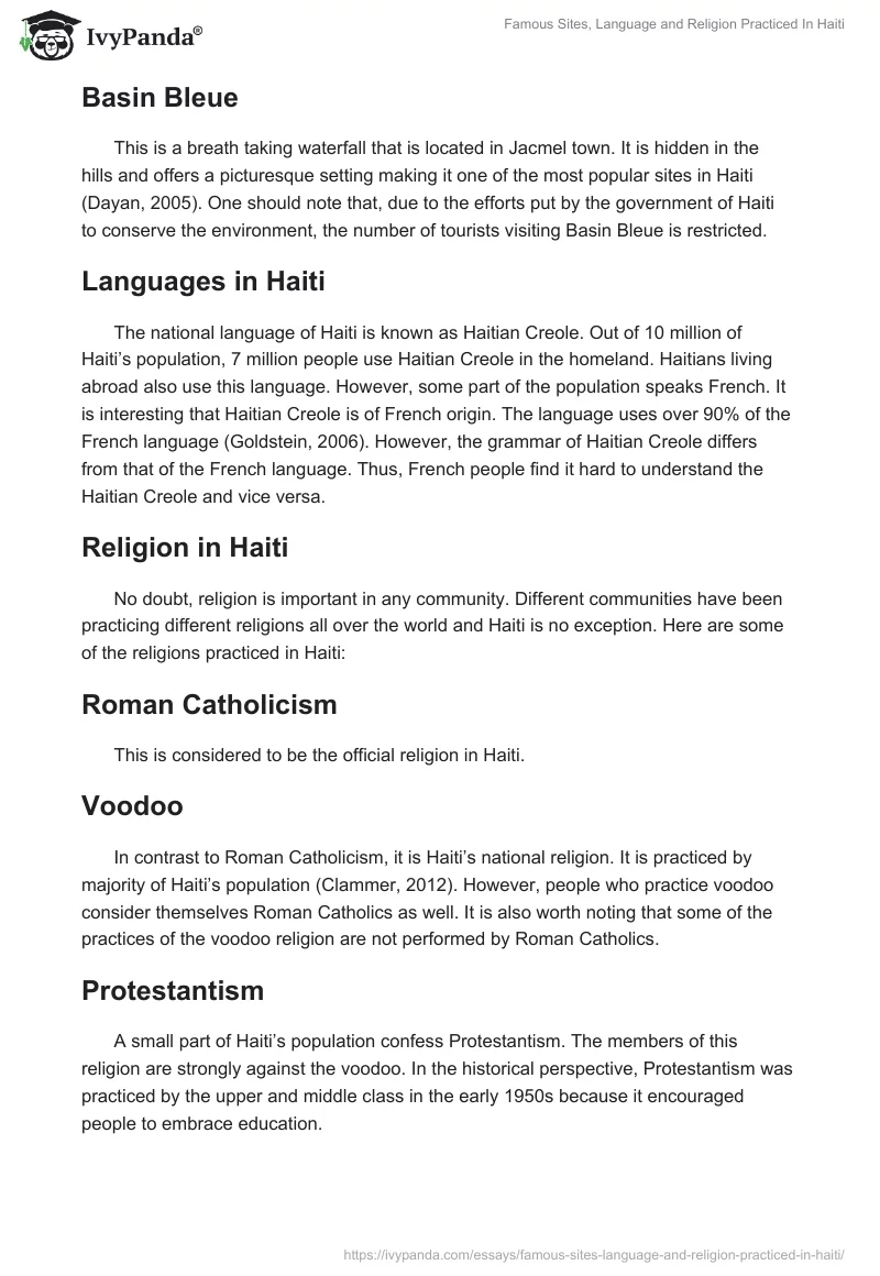 Famous Sites, Language and Religion Practiced In Haiti. Page 2