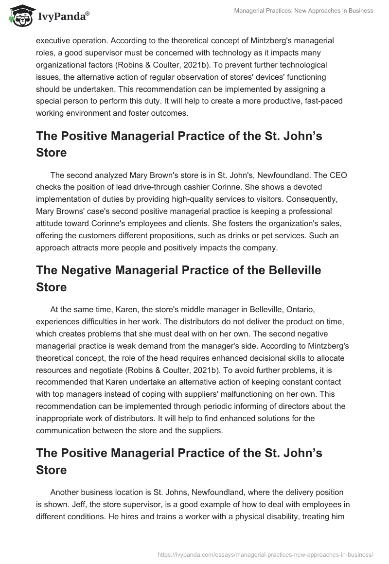 Managerial Practices: New Approaches in Business. Page 2