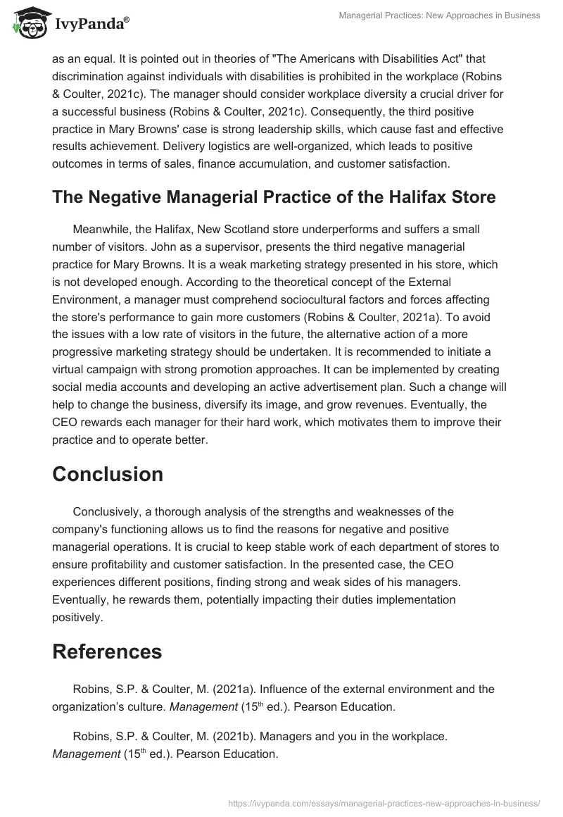 Managerial Practices: New Approaches in Business. Page 3