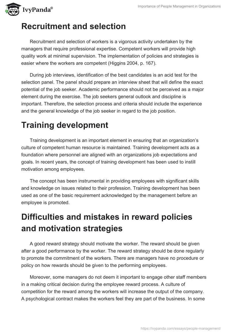 Importance of People Management in Organizations. Page 2