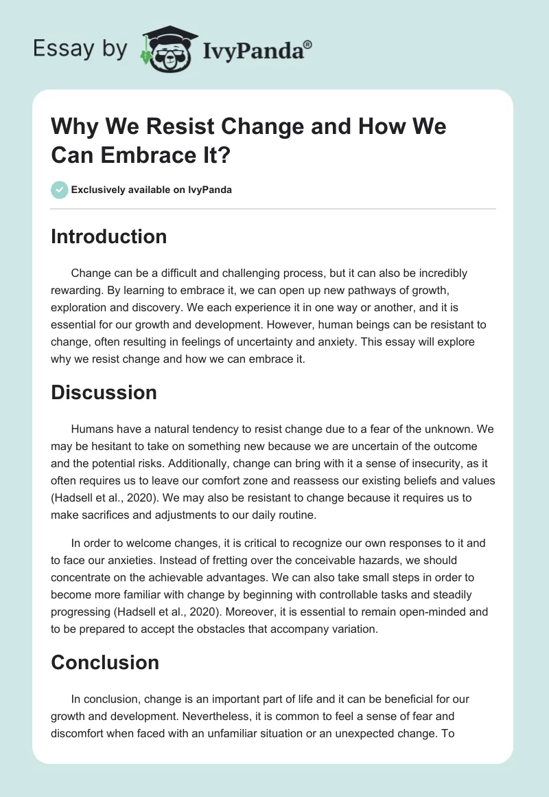 Why We Resist Change and How We Can Embrace It?. Page 1