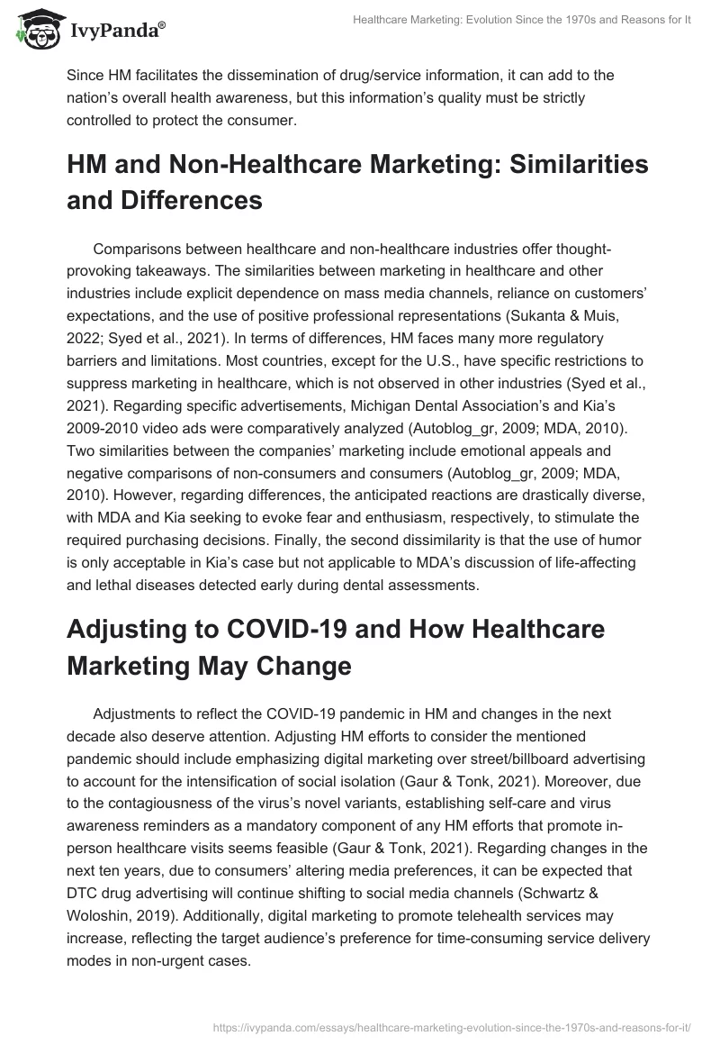 Healthcare Marketing: Evolution Since the 1970s and Reasons for It. Page 2