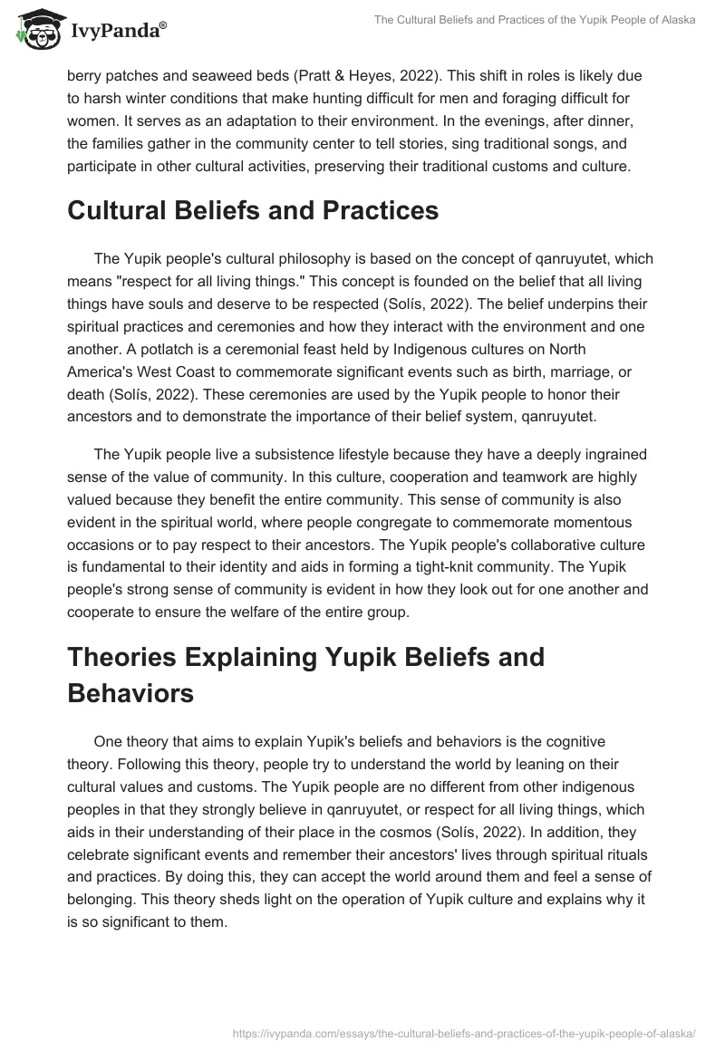 The Cultural Beliefs and Practices of the Yupik People of Alaska. Page 2