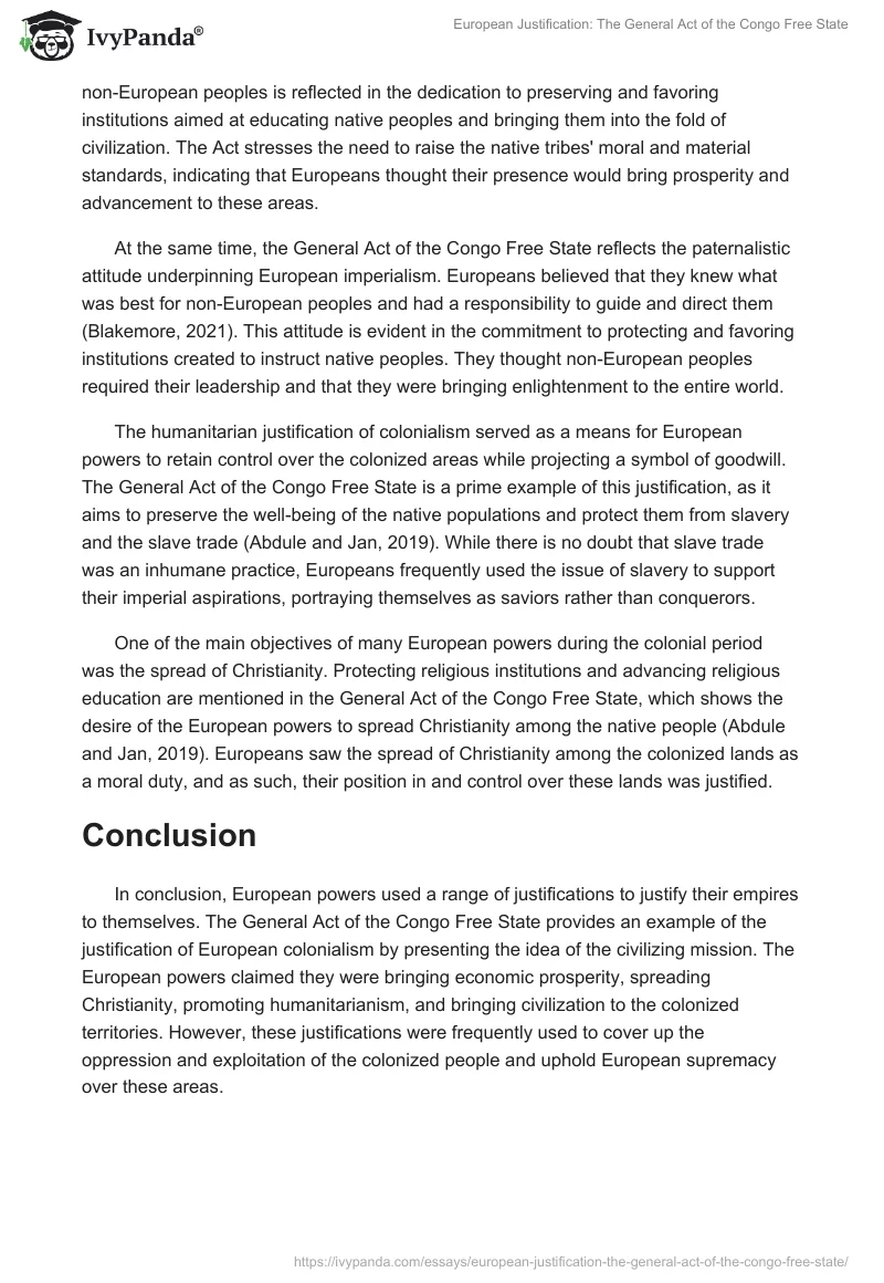 European Justification: The General Act of the Congo Free State. Page 2