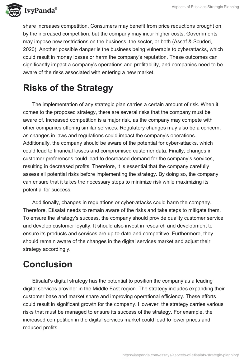 Aspects of Etisalat's Strategic Planning. Page 3