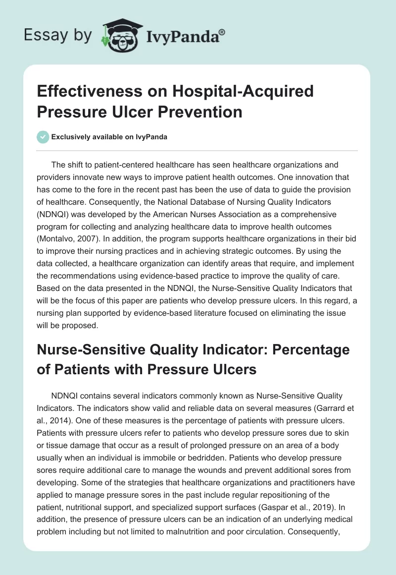 Effectiveness on Hospital‐Acquired Pressure Ulcer Prevention. Page 1