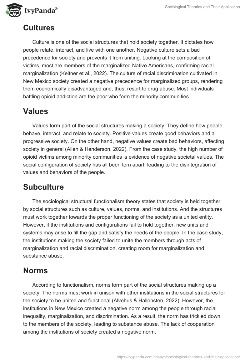 Sociological Theories and Their Application. Page 2