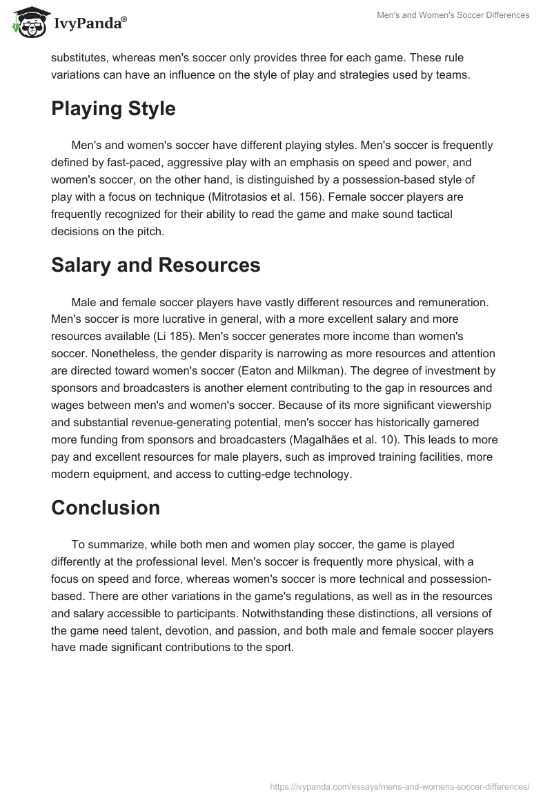 Men's and Women's Soccer Differences. Page 2