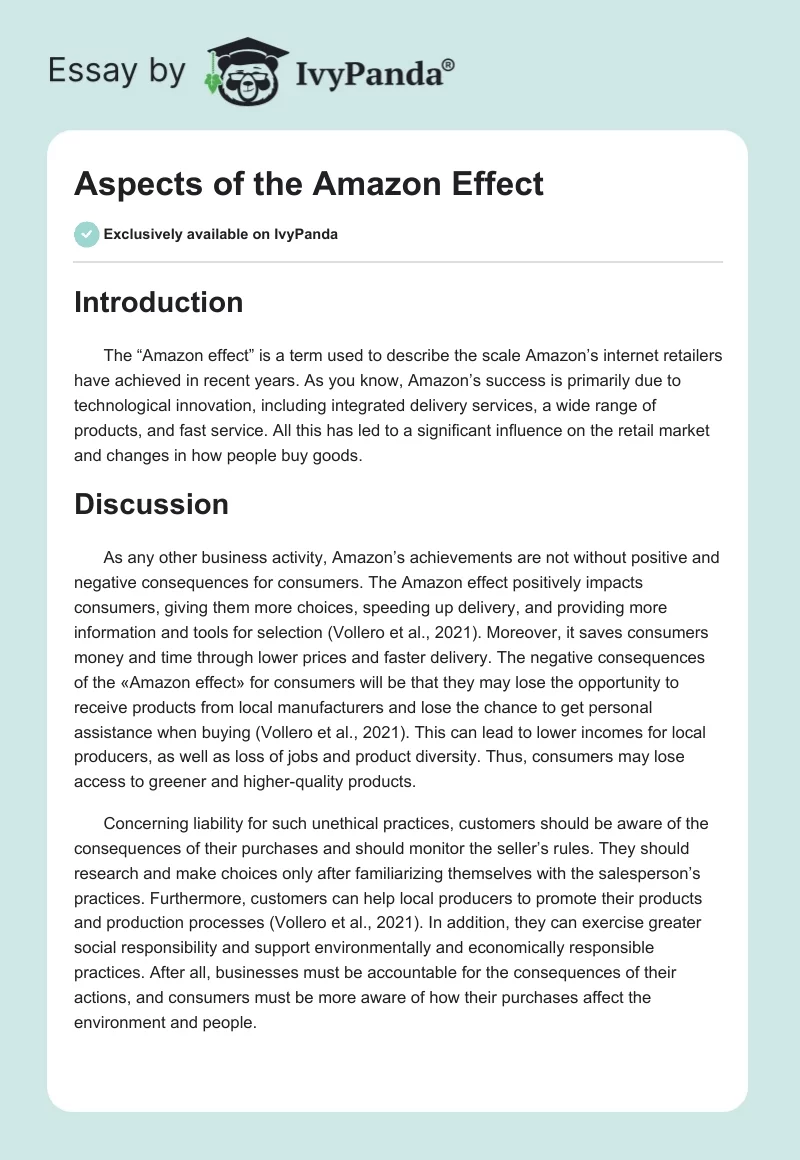 Aspects of the "Amazon Effect". Page 1