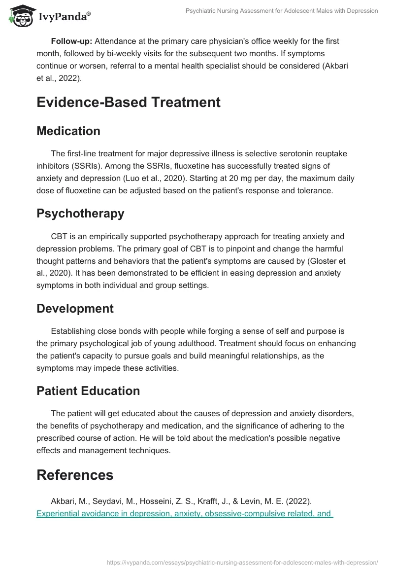 Psychiatric Nursing Assessment for Adolescent Males with Depression. Page 4