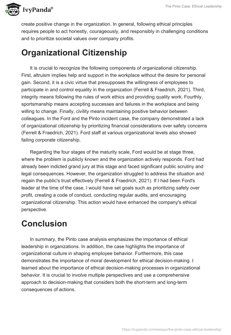 The Pinto Case: Ethical Leadership. Page 4