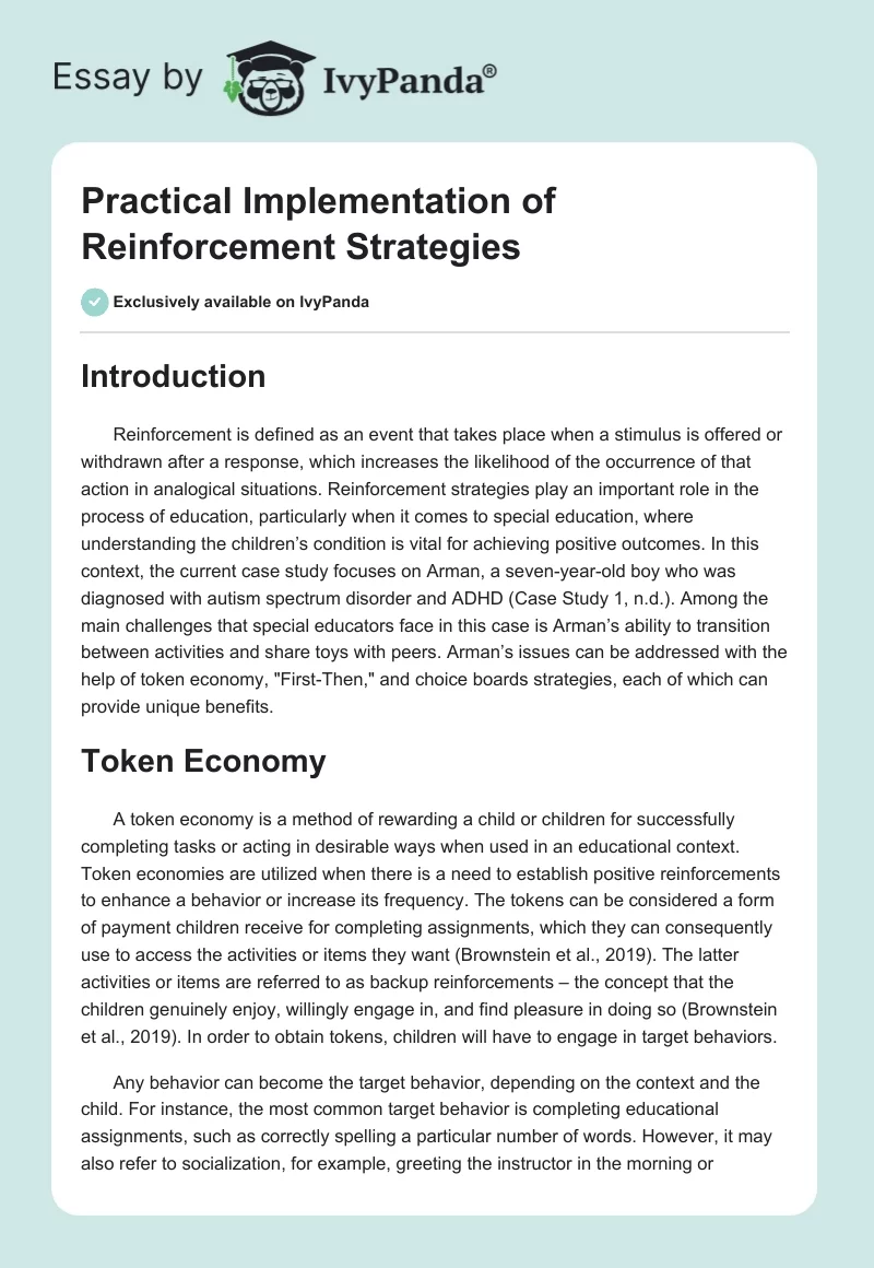 Practical Implementation of Reinforcement Strategies. Page 1