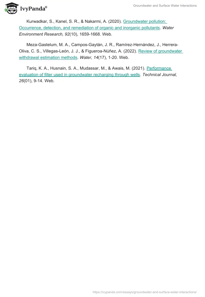 Groundwater and Surface Water Interactions. Page 5