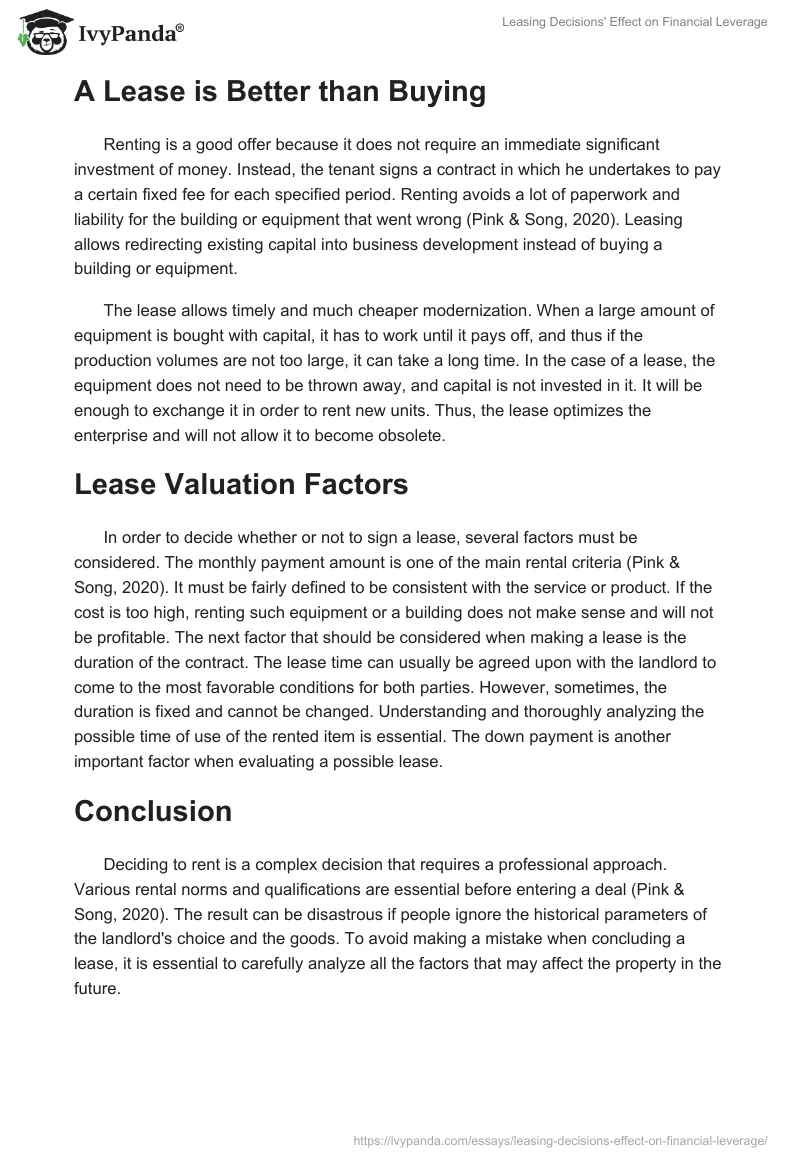 Leasing Decisions' Effect on Financial Leverage. Page 2